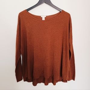 H&M Basics Russet Brown Neutral Lightweight Long Sleeve Sweater Top Casual Knit